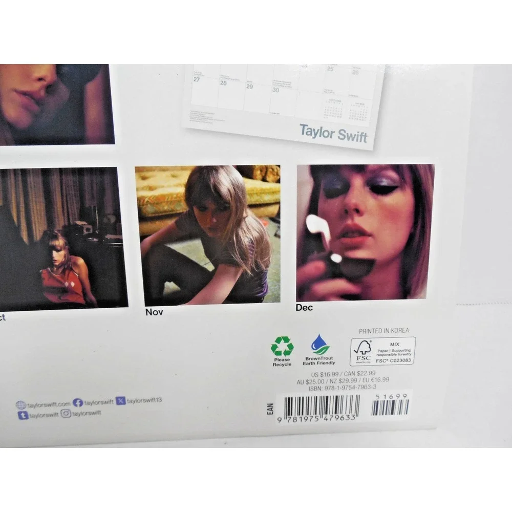 Taylor Swift Official 2025 Monthly Wall Calendar NEW SEALED 12